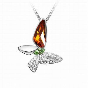 Butterfly Geometry Shaped Marquise Brown Swarovski Element Crystal Necklace